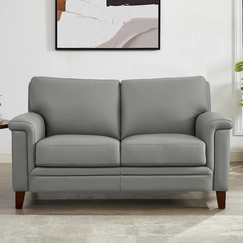 Hydeline Westcott Top Grain Leather Sofa and Loveseat Set with Memory Foam and Springs