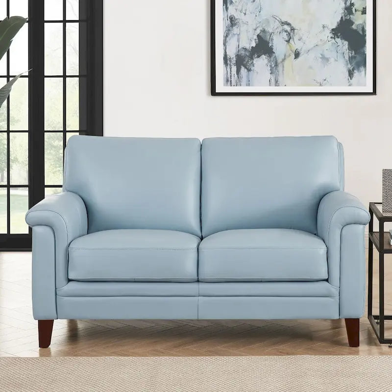 Hydeline Westcott Top Grain Leather Sofa and Loveseat Set with Memory Foam and Springs