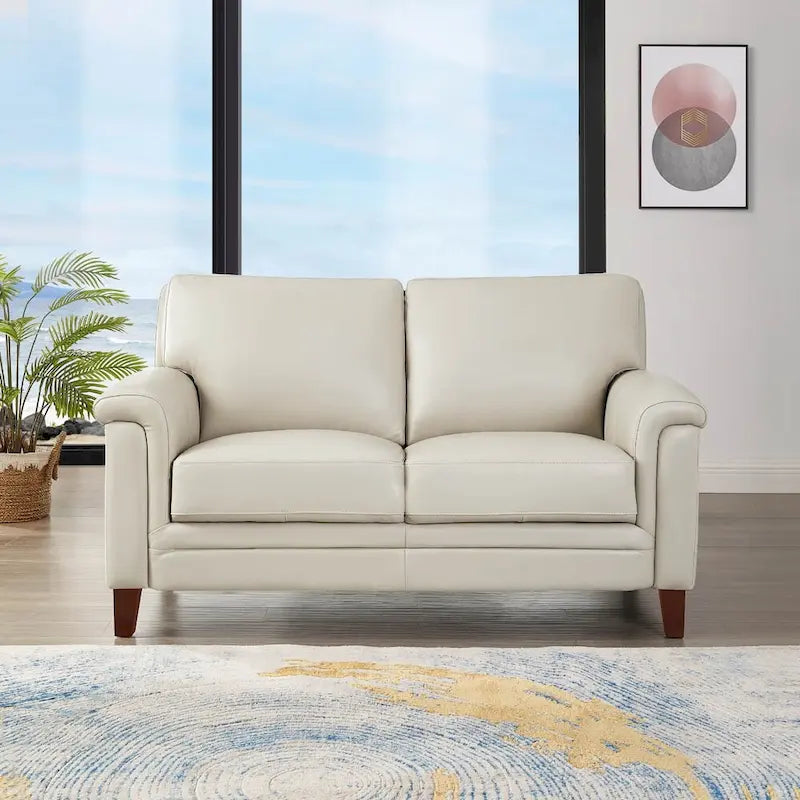 Hydeline Westcott Top Grain Leather Sofa and Loveseat Set with Memory Foam and Springs