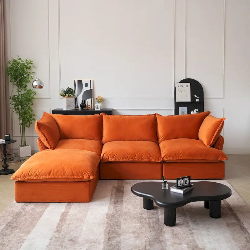 Modular Sectional Fabric Sofa,Extra Large L Shaped Couch with Reversible Chaise Modular Sectional Couch