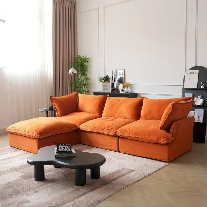 Modular Sectional Fabric Sofa,Extra Large L Shaped Couch with Reversible Chaise Modular Sectional Couch