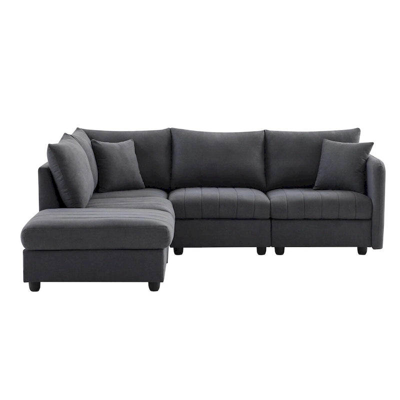 Modern Sectional Sofa with Vertical Stripes