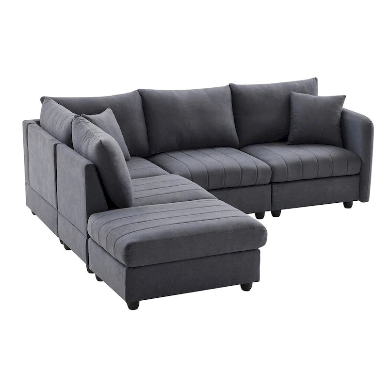 Modern Sectional Sofa with Vertical Stripes