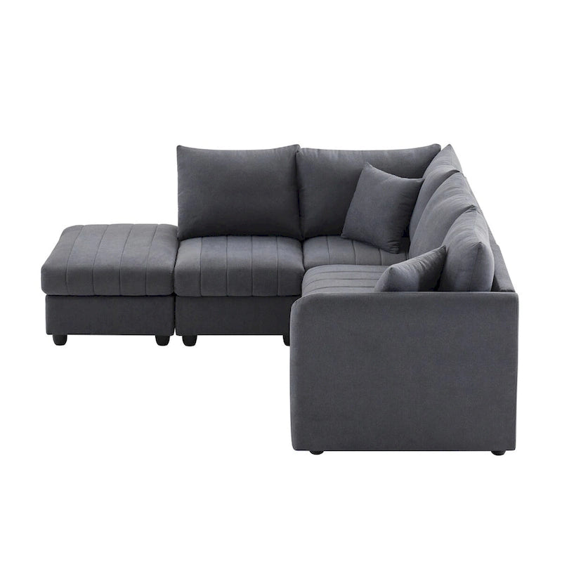Modern Sectional Sofa with Vertical Stripes