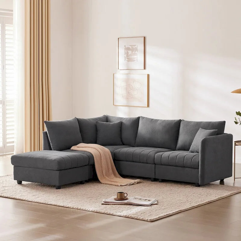 Modern Sectional Sofa with Vertical Stripes