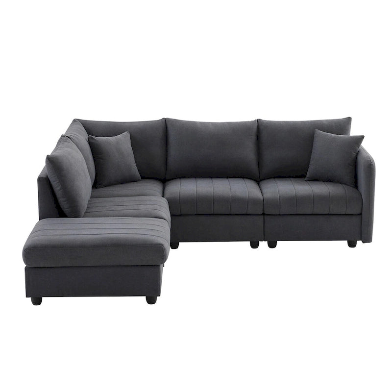 Modern Sectional Sofa with Vertical Stripes