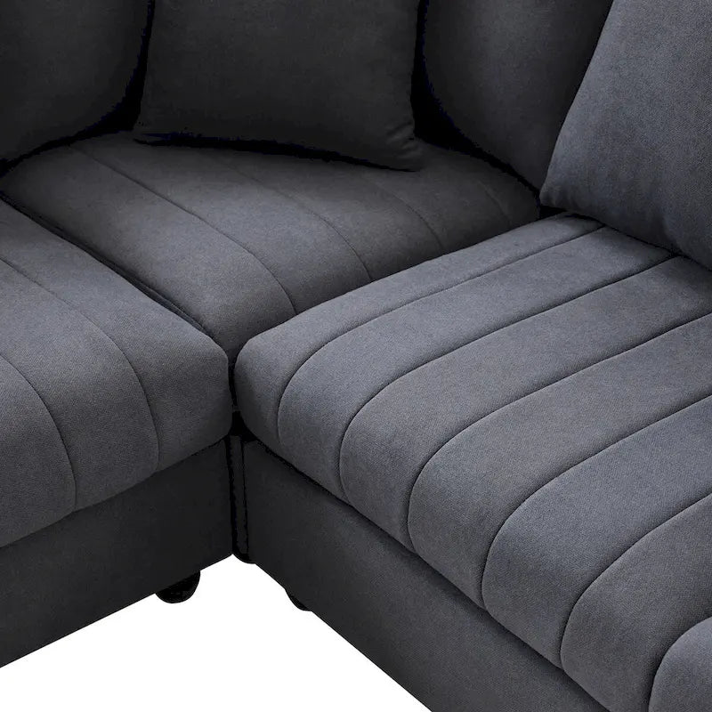 Modern Sectional Sofa with Vertical Stripes