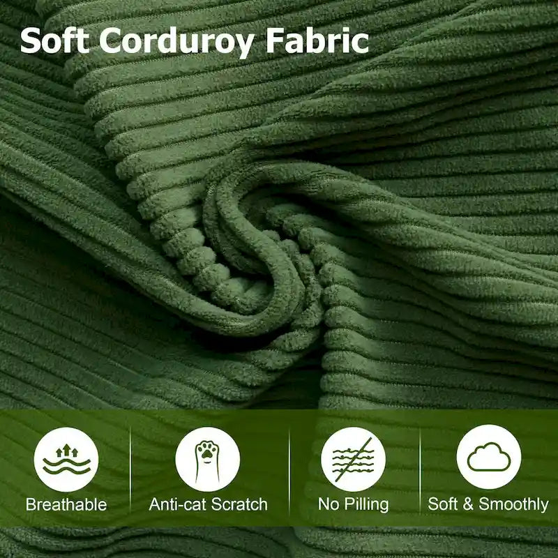 HOOOWOOO Modern L-Shaped Corduroy Upholstery Couch Reversible Chaise Sofa