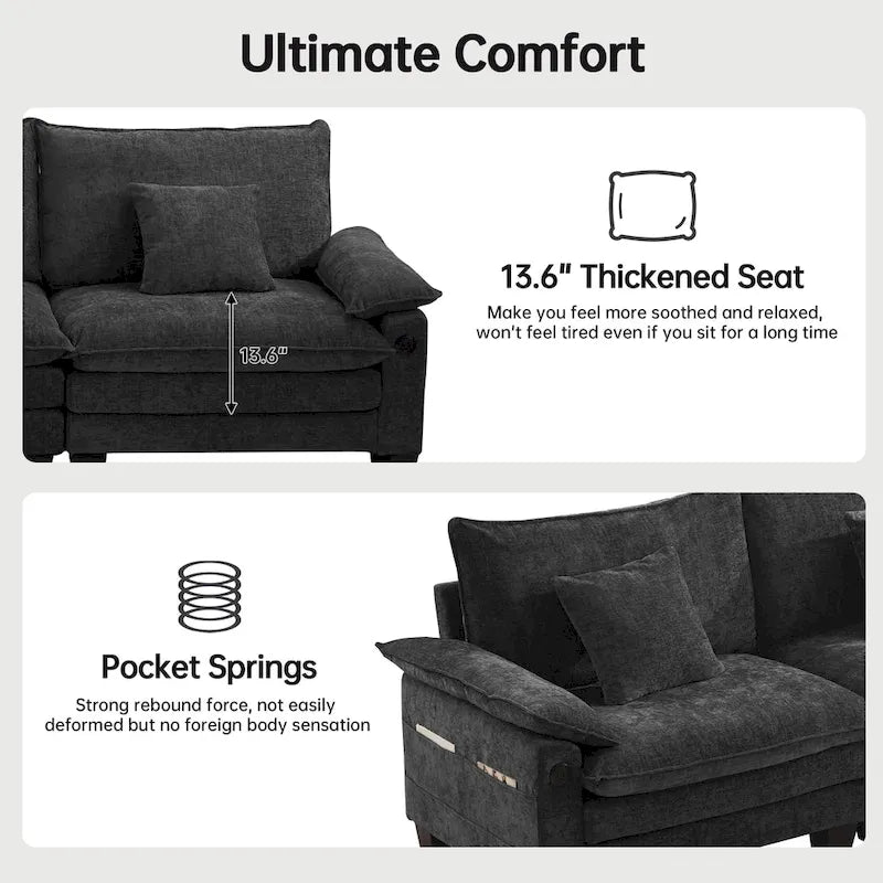 Oversized Sectional Sofa Couch Modular Sectional Sofa with Reversible Ottomans
