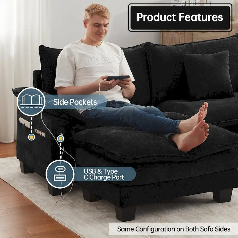Oversized Sectional Sofa Couch Modular Sectional Sofa with Reversible Ottomans