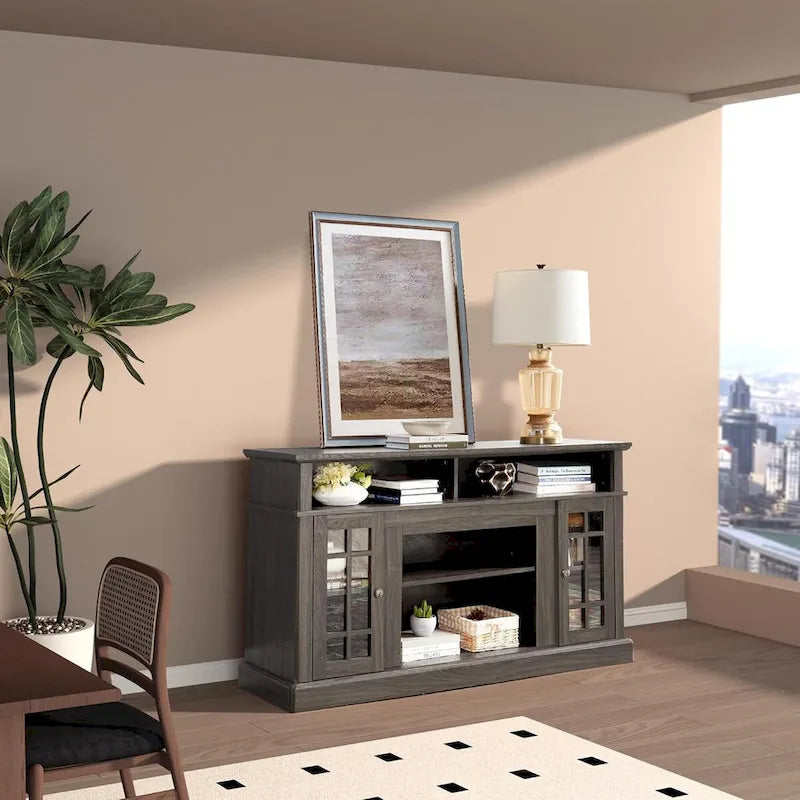Roomfitters Classic TV Media Stand, Modern Entertainment Console, Up to 65 TV, Open & Closed Storage Space