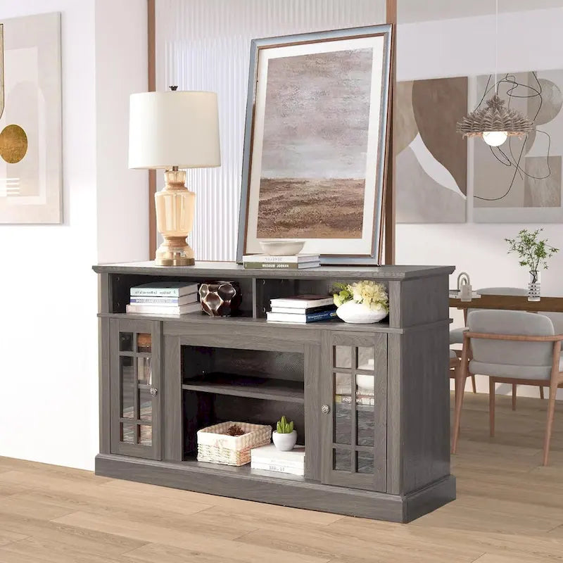 Roomfitters Classic TV Media Stand, Modern Entertainment Console, Up to 65 TV, Open & Closed Storage Space