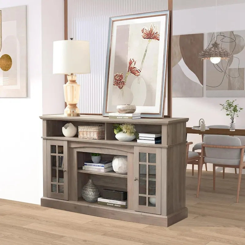 Roomfitters Classic TV Media Stand, Modern Entertainment Console, Up to 65 TV, Open & Closed Storage Space