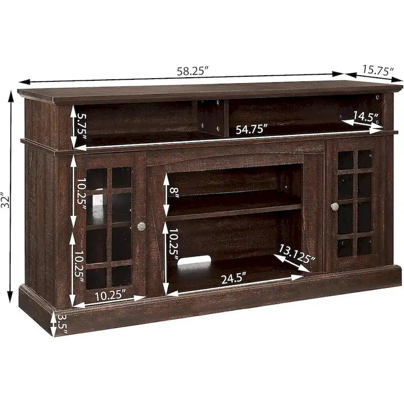 Roomfitters Classic TV Media Stand, Modern Entertainment Console, Up to 65 TV, Open & Closed Storage Space