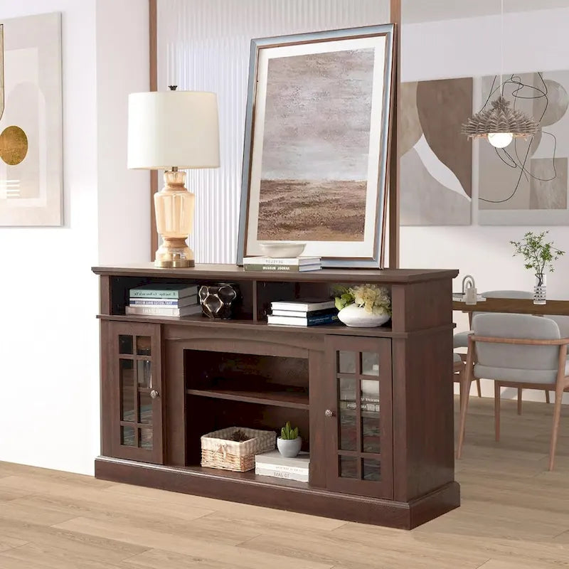 Roomfitters Classic TV Media Stand, Modern Entertainment Console, Up to 65 TV, Open & Closed Storage Space