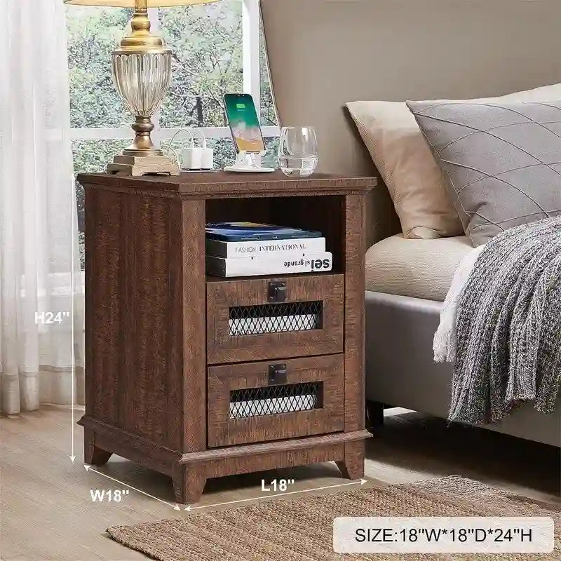 End Table with 2 Drawers - 18D x 18W x 24H
