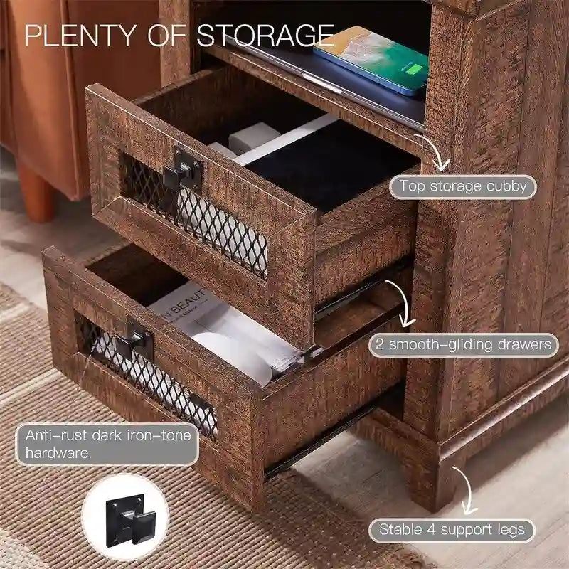 End Table with 2 Drawers - 18D x 18W x 24H