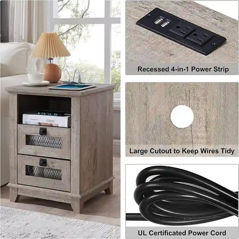 End Table with 2 Drawers - 18D x 18W x 24H