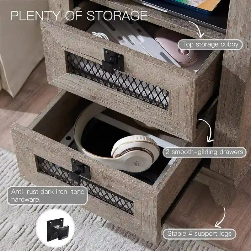End Table with 2 Drawers - 18D x 18W x 24H