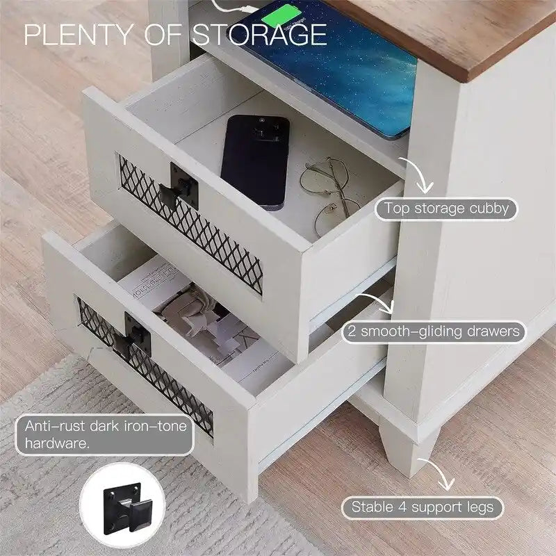 End Table with 2 Drawers - 18D x 18W x 24H