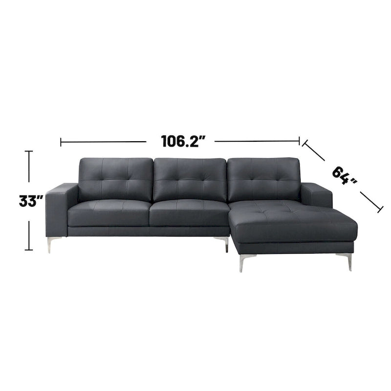 2 Piece Faux Leather Sectional Set with Square Armrest
