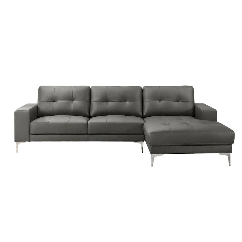 2 Piece Faux Leather Sectional Set with Square Armrest