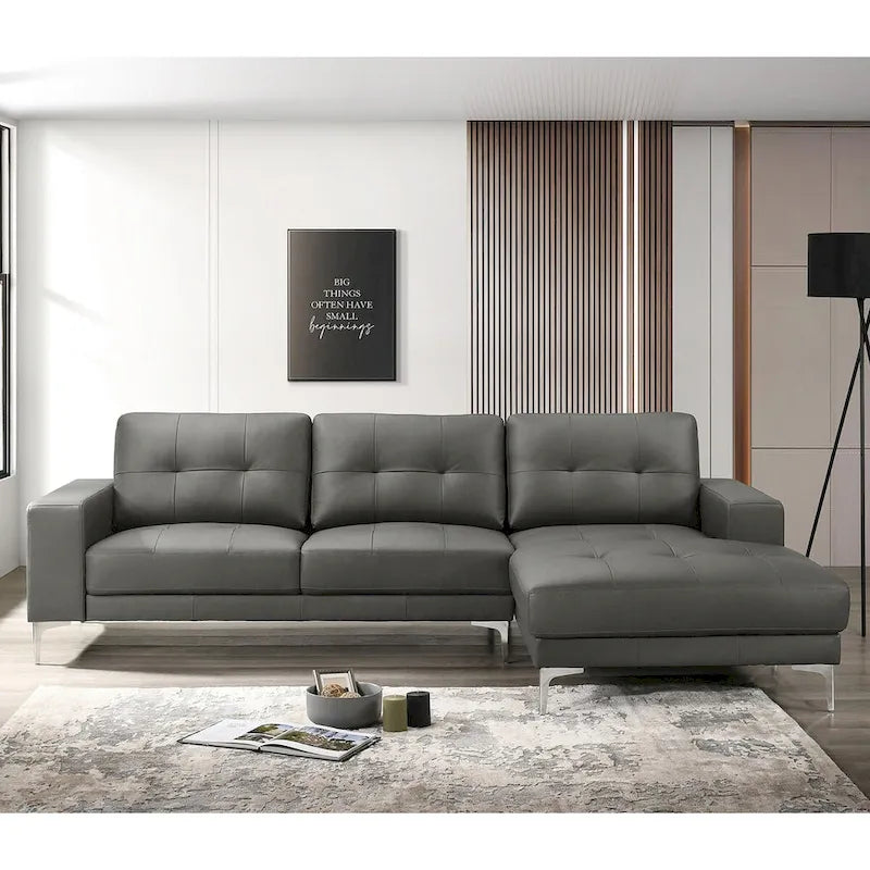 2 Piece Faux Leather Sectional Set with Square Armrest
