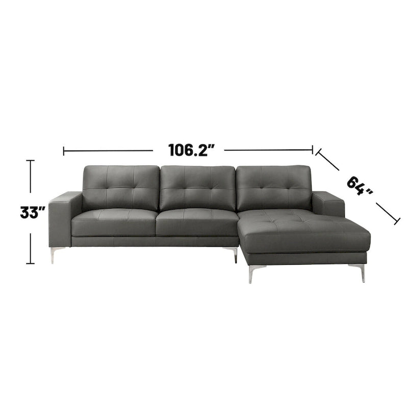 2 Piece Faux Leather Sectional Set with Square Armrest