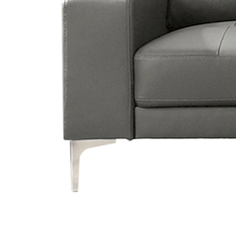 2 Piece Faux Leather Sectional Set with Square Armrest
