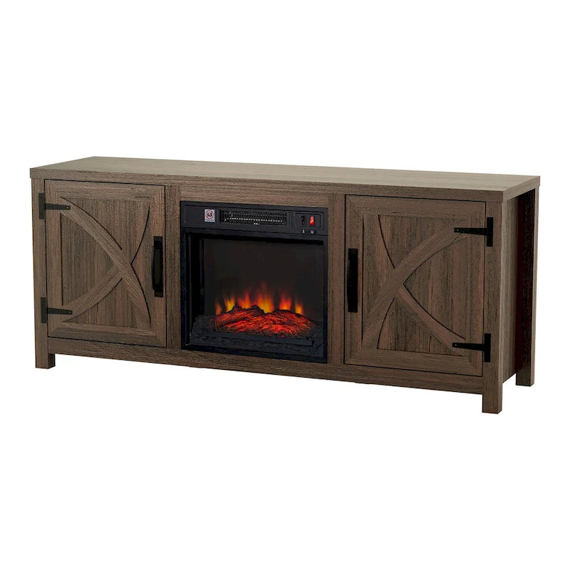 58-inch Farmhouse Electric Fireplace TV Stands Console Table with Electric Fireplace