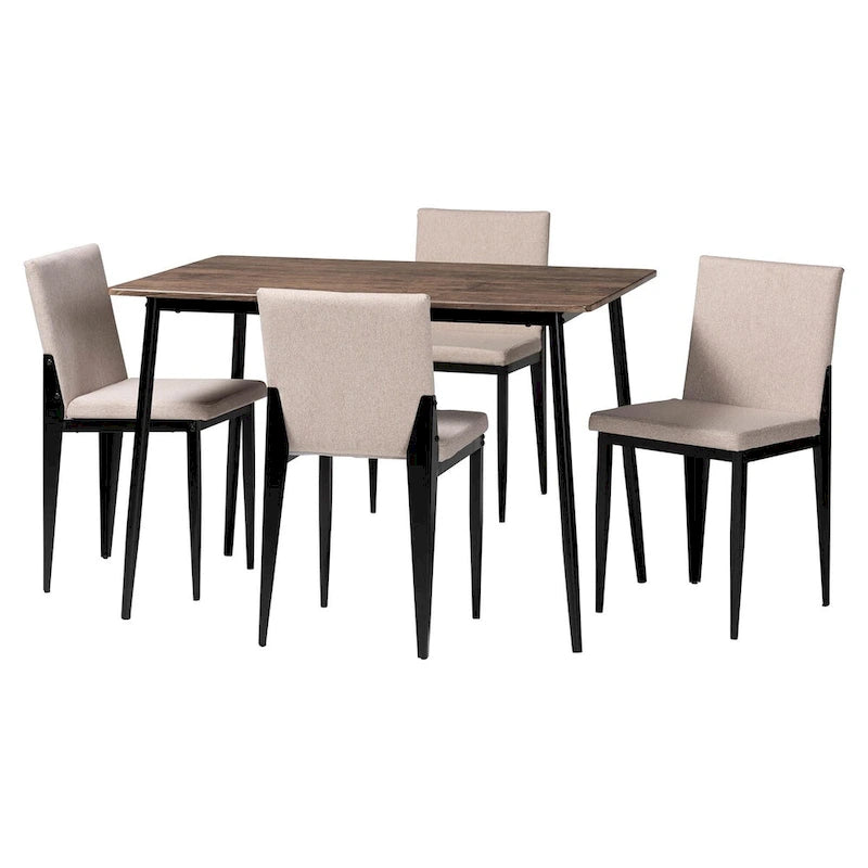 Bishop Industrial Fabric and Metal 5-Piece Dining Set
