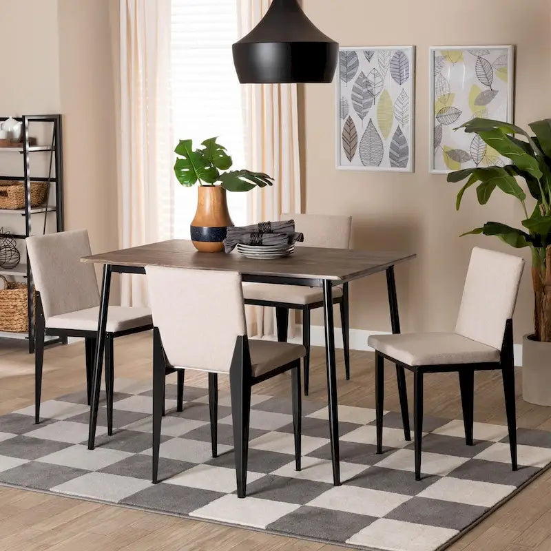 Bishop Industrial Fabric and Metal 5-Piece Dining Set