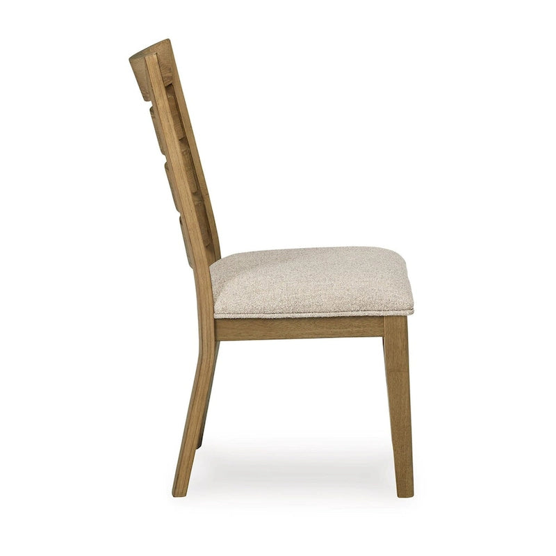 Sili 24 Inch Dining Chair Set of 2, Cushioned, Curved Ladder Back, Brown