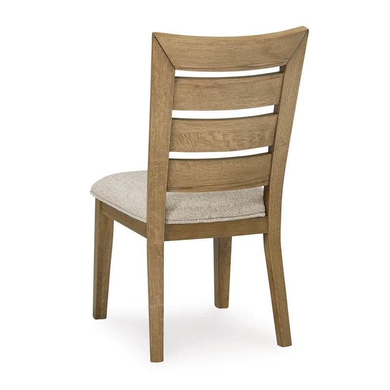 Sili 24 Inch Dining Chair Set of 2, Cushioned, Curved Ladder Back, Brown