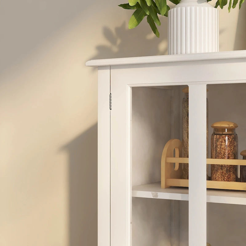 Buffet Storage Cabinet with Double Glass Doors