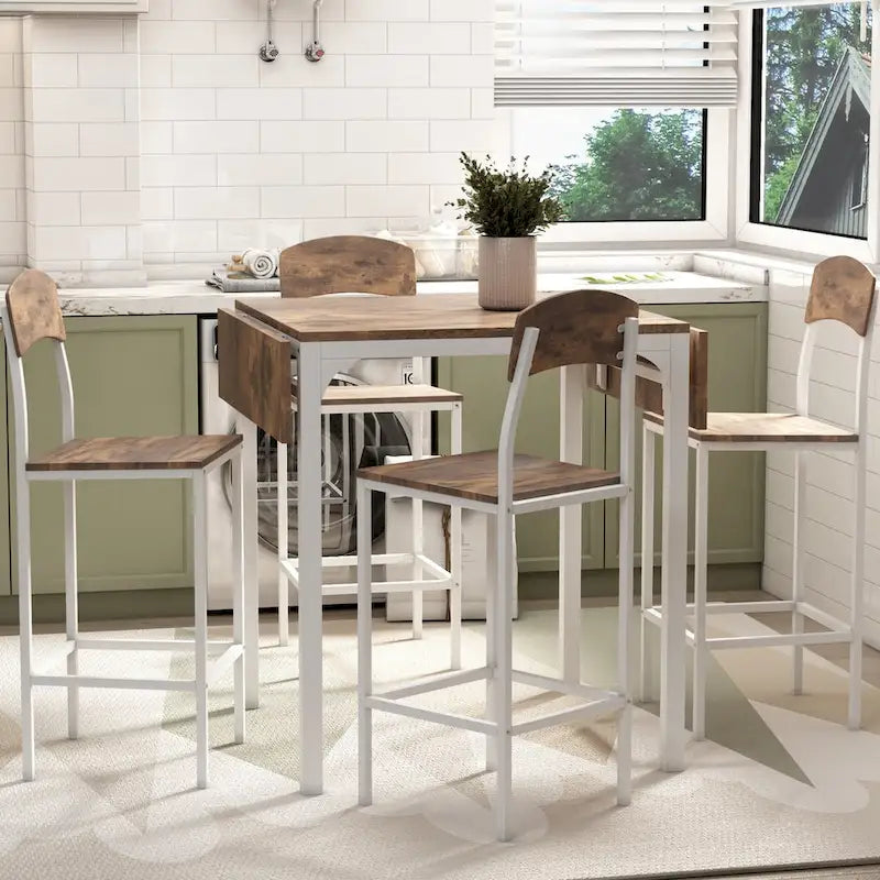 5-piece Counter Height Drop Leaf Dining Table Set
