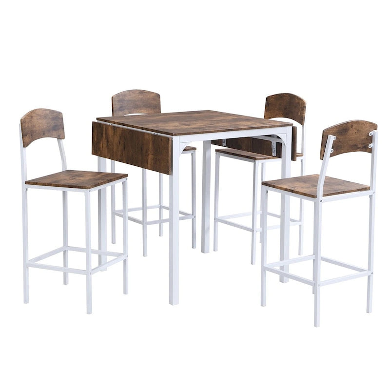 5-piece Counter Height Drop Leaf Dining Table Set