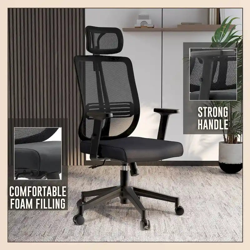 Adjustable Office Chair with Mesh Back and Headrest Nift Series by LeisureMod