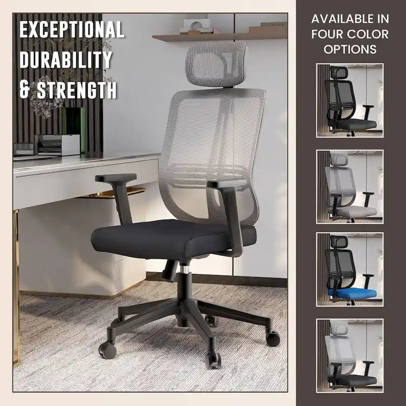 Adjustable Office Chair with Mesh Back and Headrest Nift Series by LeisureMod