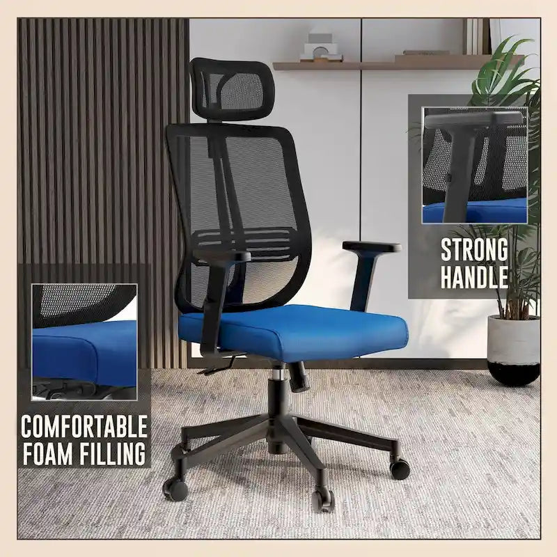 Adjustable Office Chair with Mesh Back and Headrest Nift Series by LeisureMod