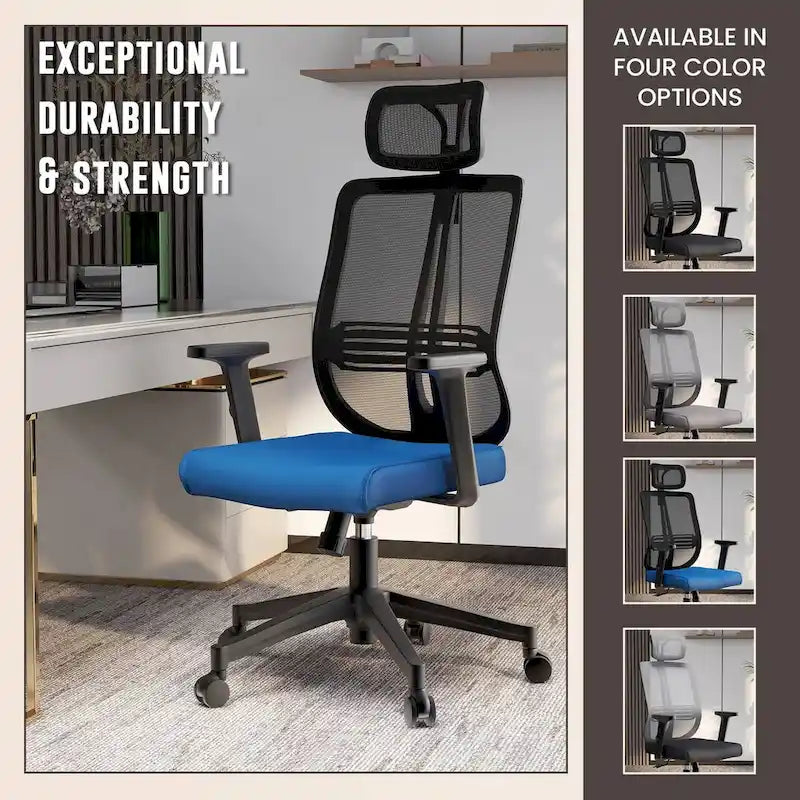 Adjustable Office Chair with Mesh Back and Headrest Nift Series by LeisureMod