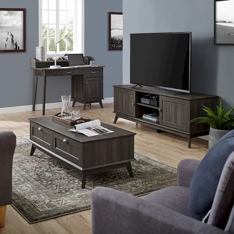 Caffoz Newport Series Computer Desk with Hutch Home Office Writing Desk, Wood Workstation w/Shelves, Study Desk for Small Spaces
