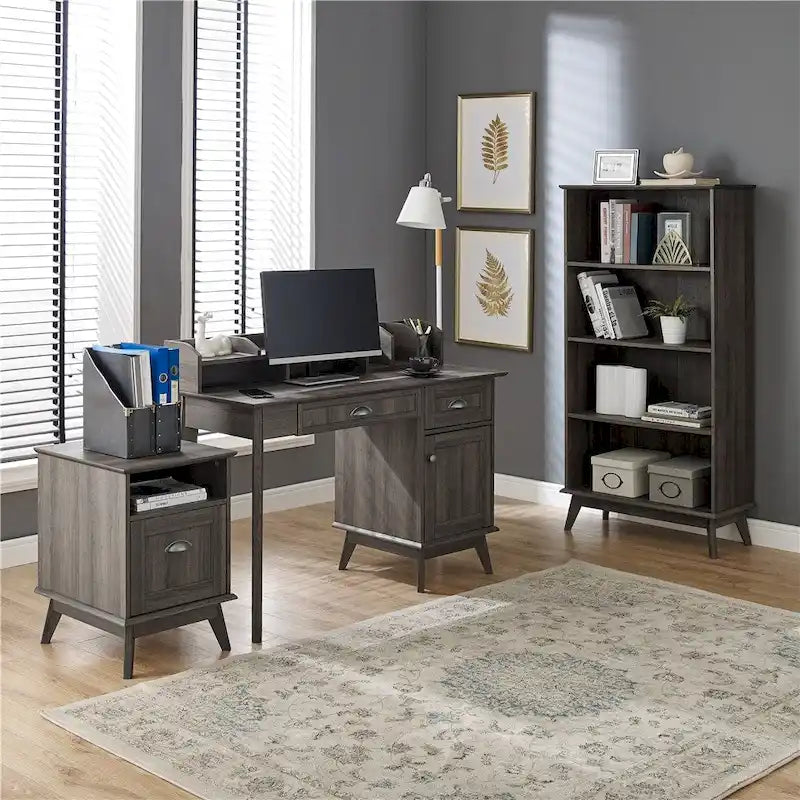 Caffoz Newport Series Computer Desk with Hutch Home Office Writing Desk, Wood Workstation w/Shelves, Study Desk for Small Spaces