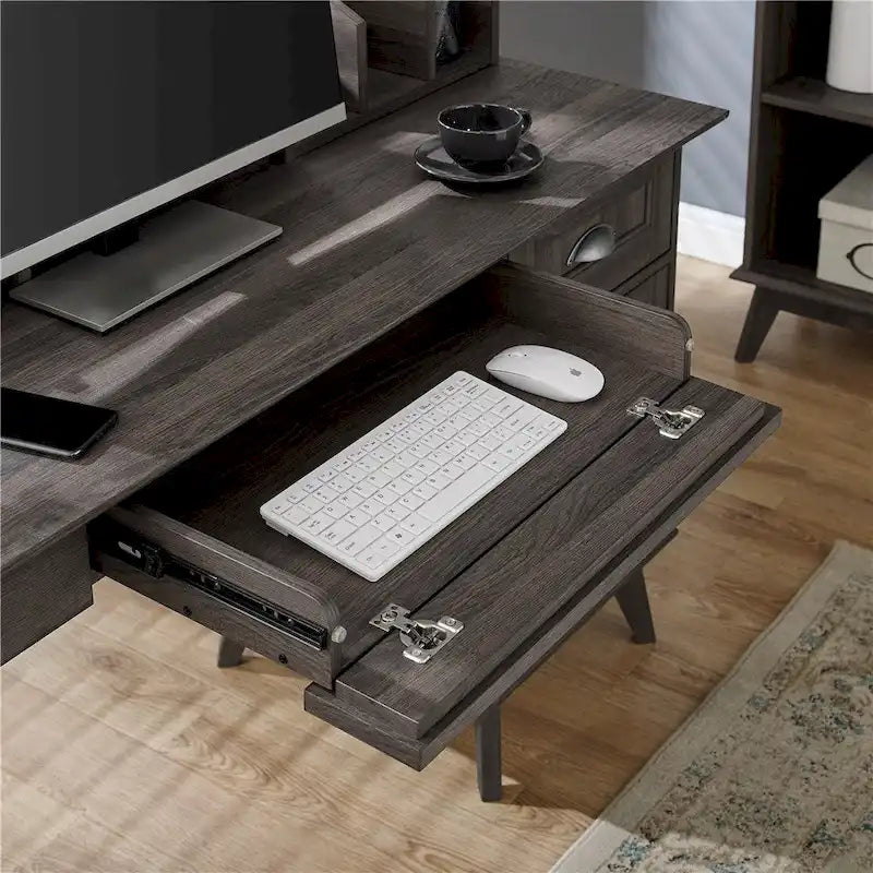 Caffoz Newport Series Computer Desk with Hutch Home Office Writing Desk, Wood Workstation w/Shelves, Study Desk for Small Spaces
