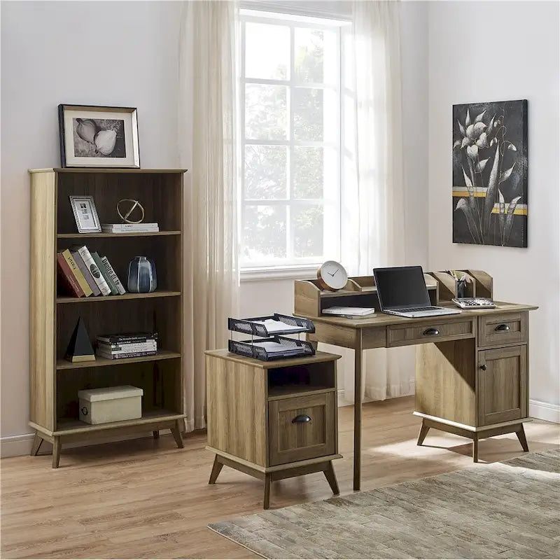 Caffoz Newport Series Computer Desk with Hutch Home Office Writing Desk, Wood Workstation w/Shelves, Study Desk for Small Spaces
