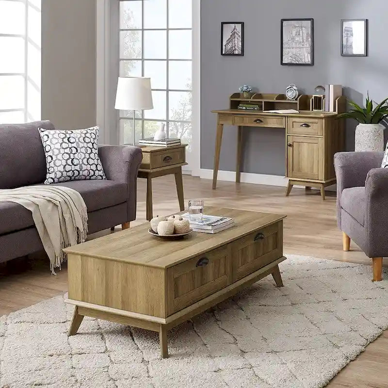 Caffoz Newport Series Computer Desk with Hutch Home Office Writing Desk, Wood Workstation w/Shelves, Study Desk for Small Spaces