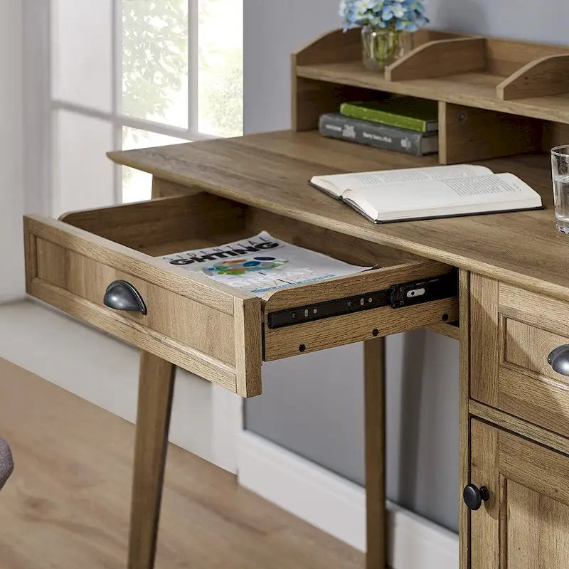 Caffoz Newport Series Computer Desk with Hutch Home Office Writing Desk, Wood Workstation w/Shelves, Study Desk for Small Spaces