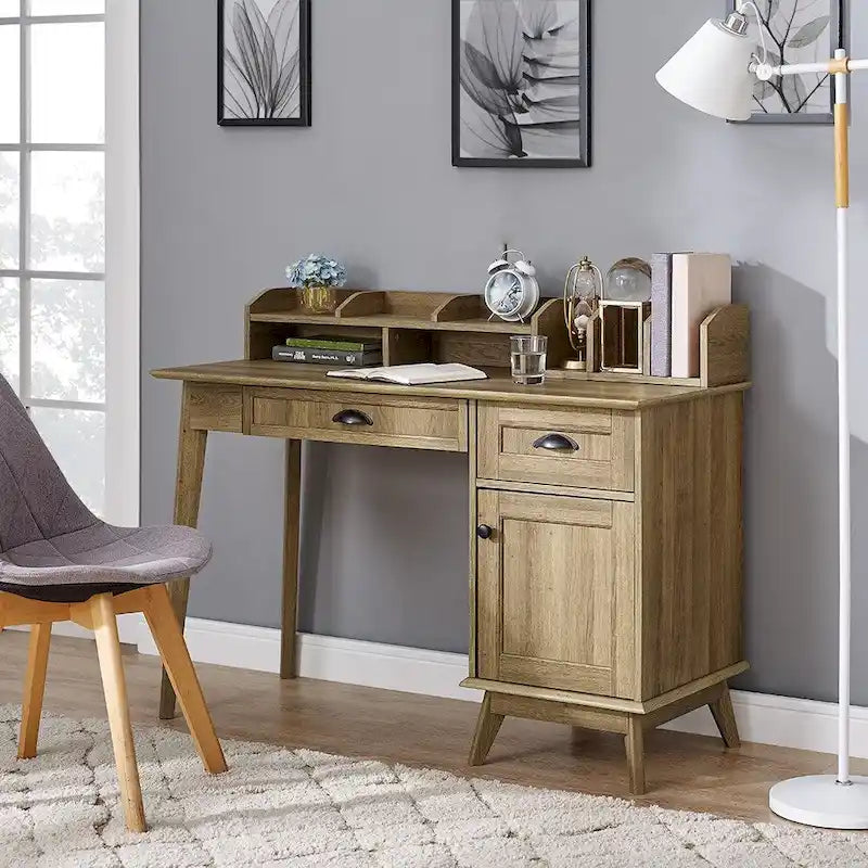 Caffoz Newport Series Computer Desk with Hutch Home Office Writing Desk, Wood Workstation w/Shelves, Study Desk for Small Spaces