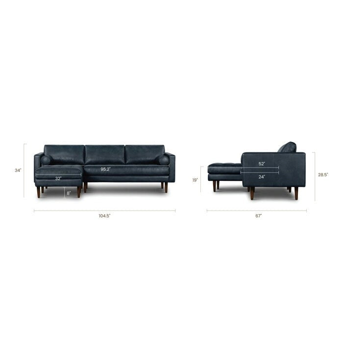 Poly & Bark Napa 104.5 Left Sectional Sofa - Full Grain Genuine Italian Leather