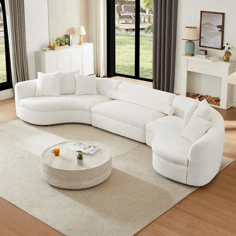 Oversized Modern 3 Pieces Curved Upholstered Sofa Ultimate Comfort 6-8 Seater Couches for Living Room, Office